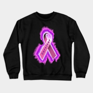 pink cancer survivor ribbon Crewneck Sweatshirt